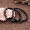 6mm Black Matte Copper Beads & UFO Micro-Diamond Ball Bracelet Set for Men
