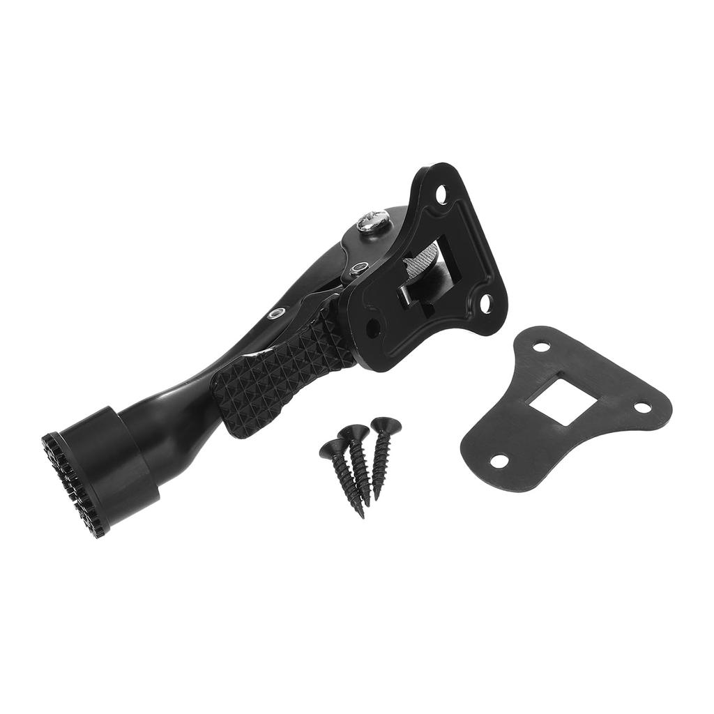 uxcell Kick Down Door Stop Set of 4 One Touch Kick Down Door Stop Holder with Rubber Tip and Screws Metal Door Kickstand for Door Bottom Black