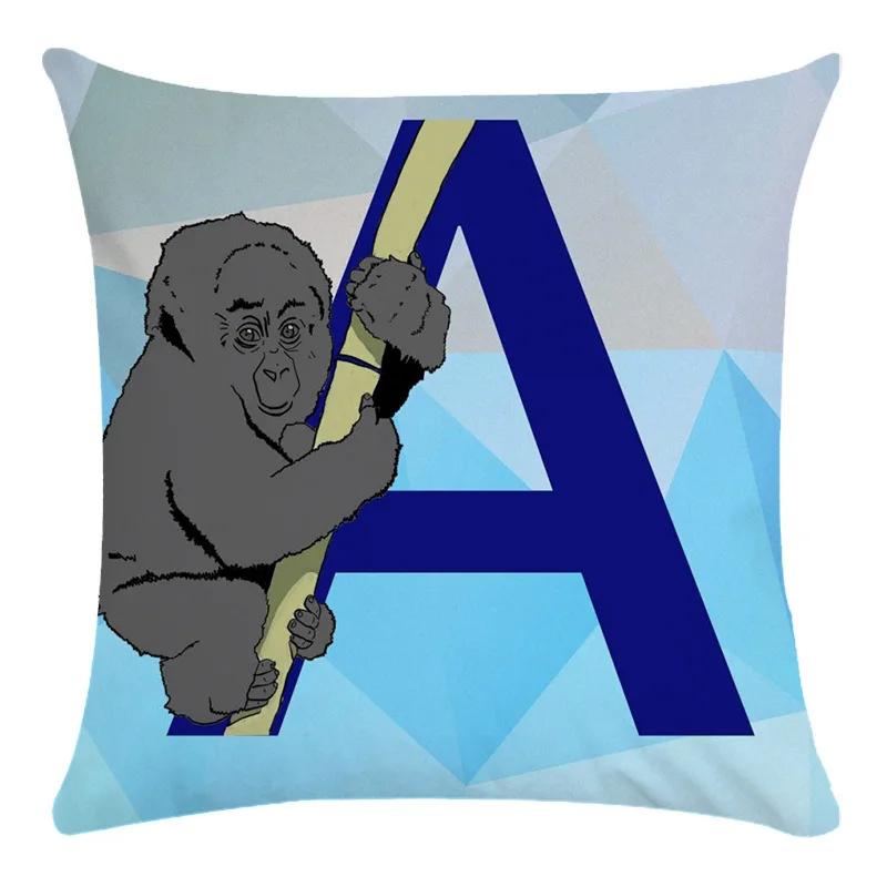 Animal Print Pillowcase Cushion Cover Super Soft Peach Skin  Fashion Blue Letter