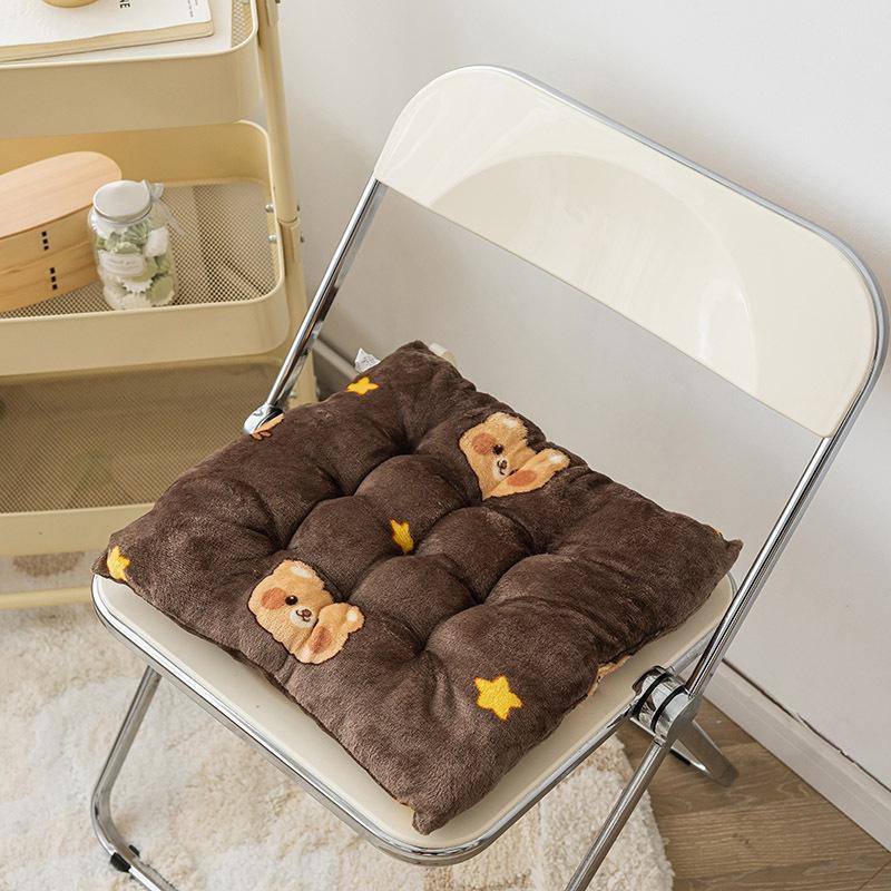 Soft Plush Square Seat Cushion Thick Padding Warm Cozy Texture For Office Chair Home Dining Study Bedroom