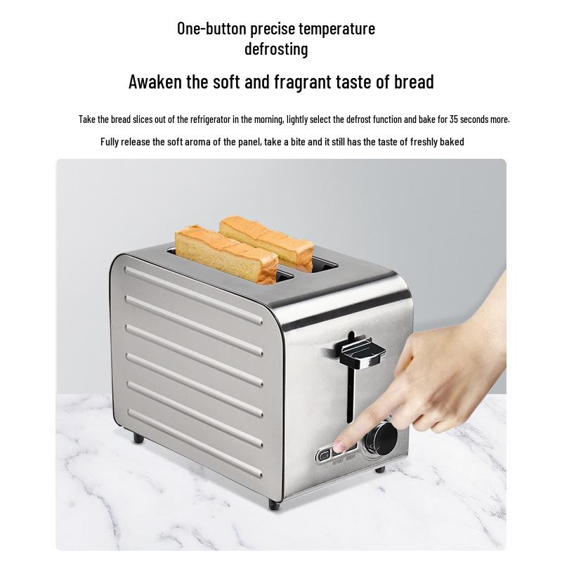High-Power Stainless Steel Automatic Toaster with Wide Slot