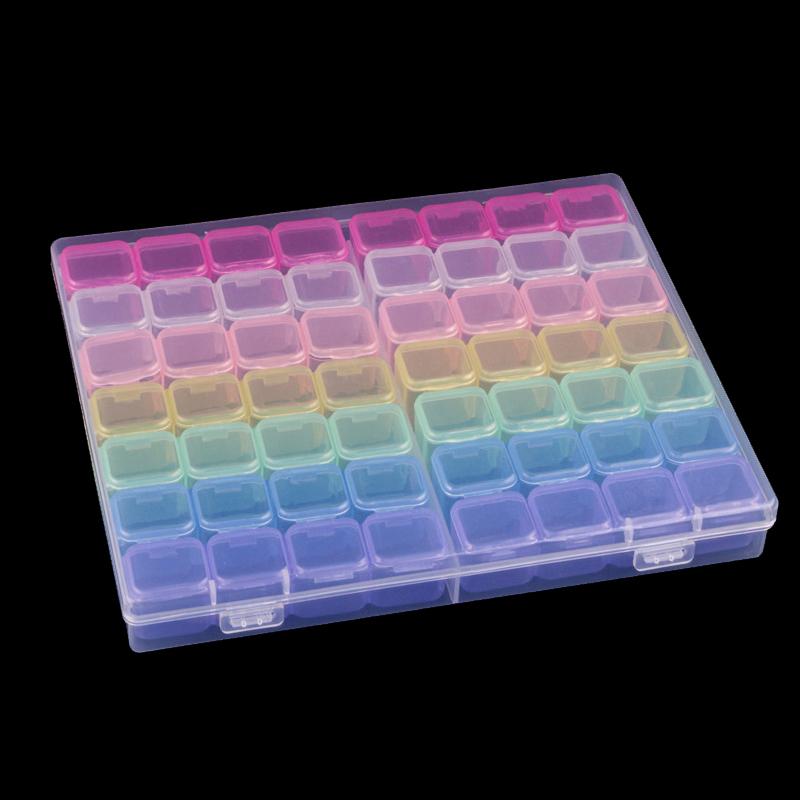 

Многофункциональный органайзер, чехол на 56 ячеек, пластиковая коробка для хранения ювелирных изделий, съемные бусины для вышивки ногтей, аксессуары со стразами разноцветный