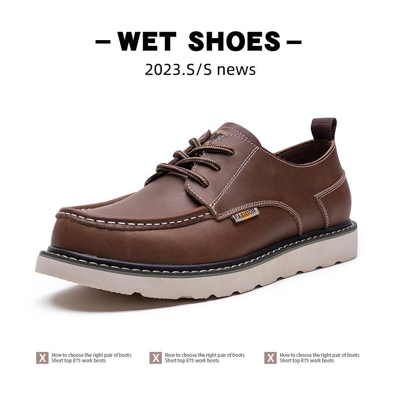 Extra Large Size Men's Shoes Spring and Autumn 2025 New Retro Tooling Shoes American Outdoor Casual Leather Shoes Big Head Martin Shoes