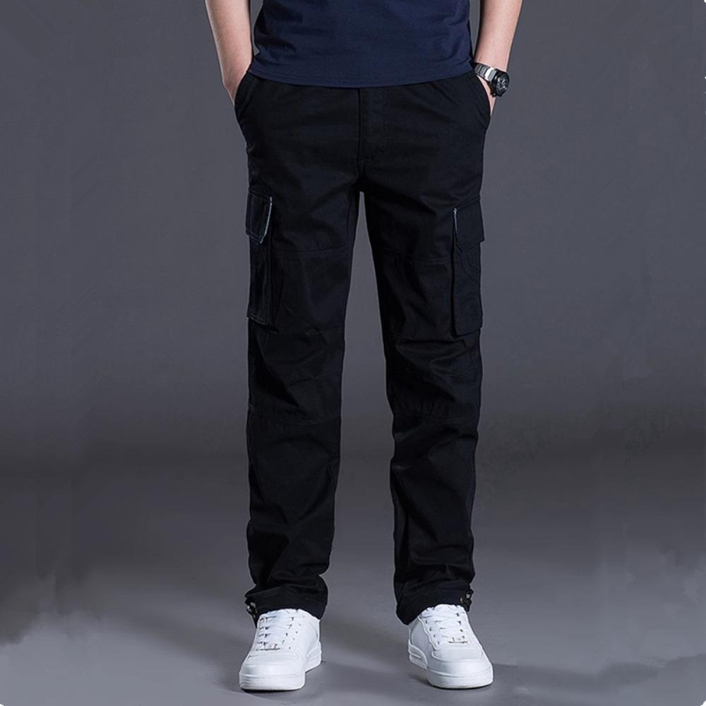 2025 Cotton Multi Flap Pockets Men's Straight Leg Cargo Pants Loose Casual Outdoor Pants Men's Work Pants for Hiking Tactical