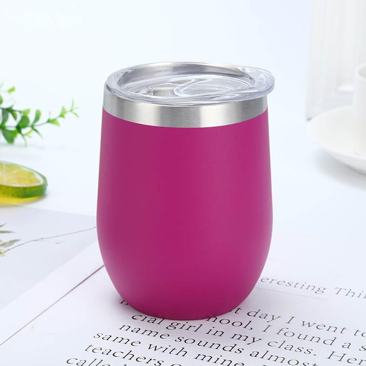 Stainless Steel Eggshell Wine Tumbler 12oz Double Wall Vacuum Insulated Reusable Cup for Birthday Holiday Gifts