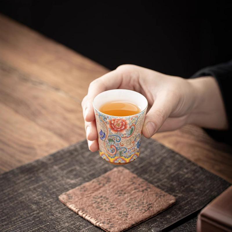 Reinsilber Filigran Emaille Tausendblumen Meistertasse Palaststil Teeverkostungstasse Einzelnes Kung Fu Teegeschirr Duftschmecktasse