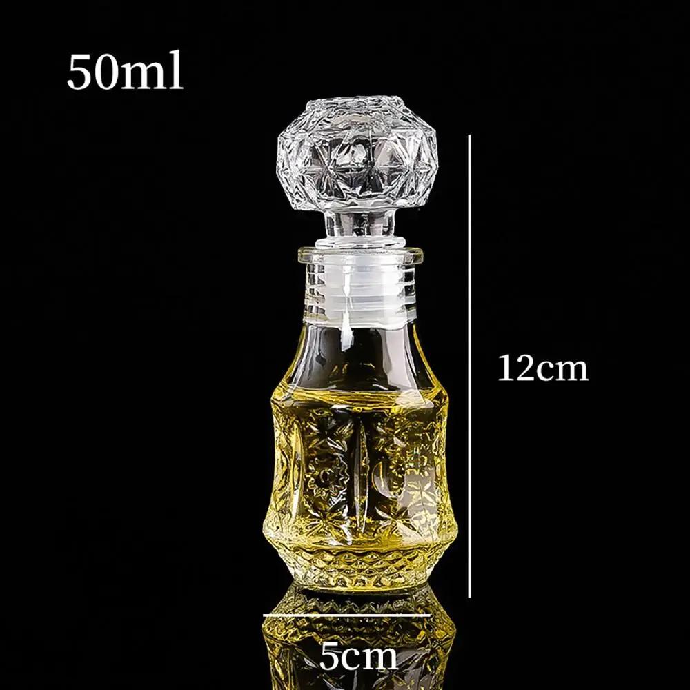 1Pcs 50ml Mini Glass Alcohol Liquor Bottles With Screw Cap Small Empty Spirit Whisky Wine Bottle Whiskey Decanter Bottles