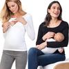 Damen Rundhals Langarm Umstandstop Stilltop Schlank Lässig Einfarbig Basic T-Shirt
