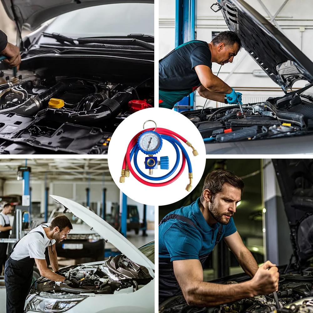 Car AC Recharge Kit Multipurpose Auto AC Recharge Kit AC Manifold Gauge Set Precise Manifold Gauge Hose Kit Automotive AC Gauge