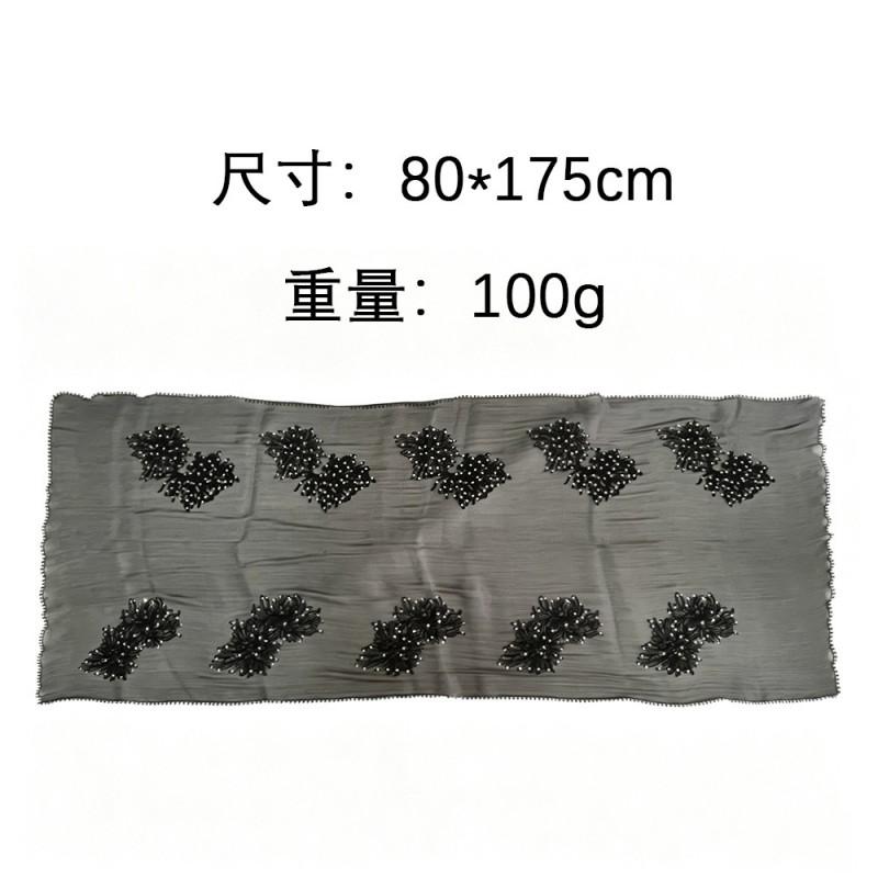Lightweight Chiffon Scarf With Floral Embroidery Edge - Versatile Wrap Shawl Women Fall Winter