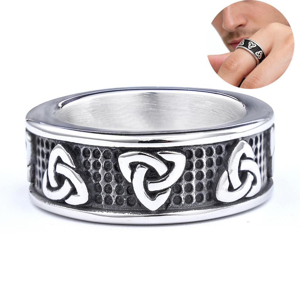 Extra Large Vintage Celtic Knot Stainless Steel Ring Rust Proof Fashion Jewelry