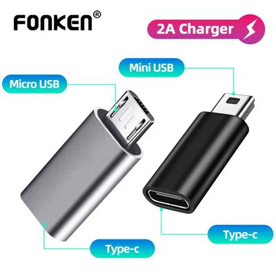 FONKEN Адаптер MiniUSB/Micro to Type C, 5-контактный разъем Mini USB типа C, гнездовой разъем для передачи данных для GoPro, MP3-камеры, телефона, конвертера