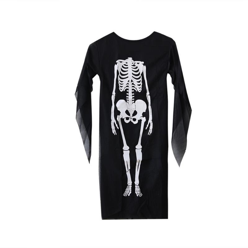 Halloween Skull Skeleton Ghost Coat Kids Masquerade Dress Up Death Cloak Cape Zombie Costume