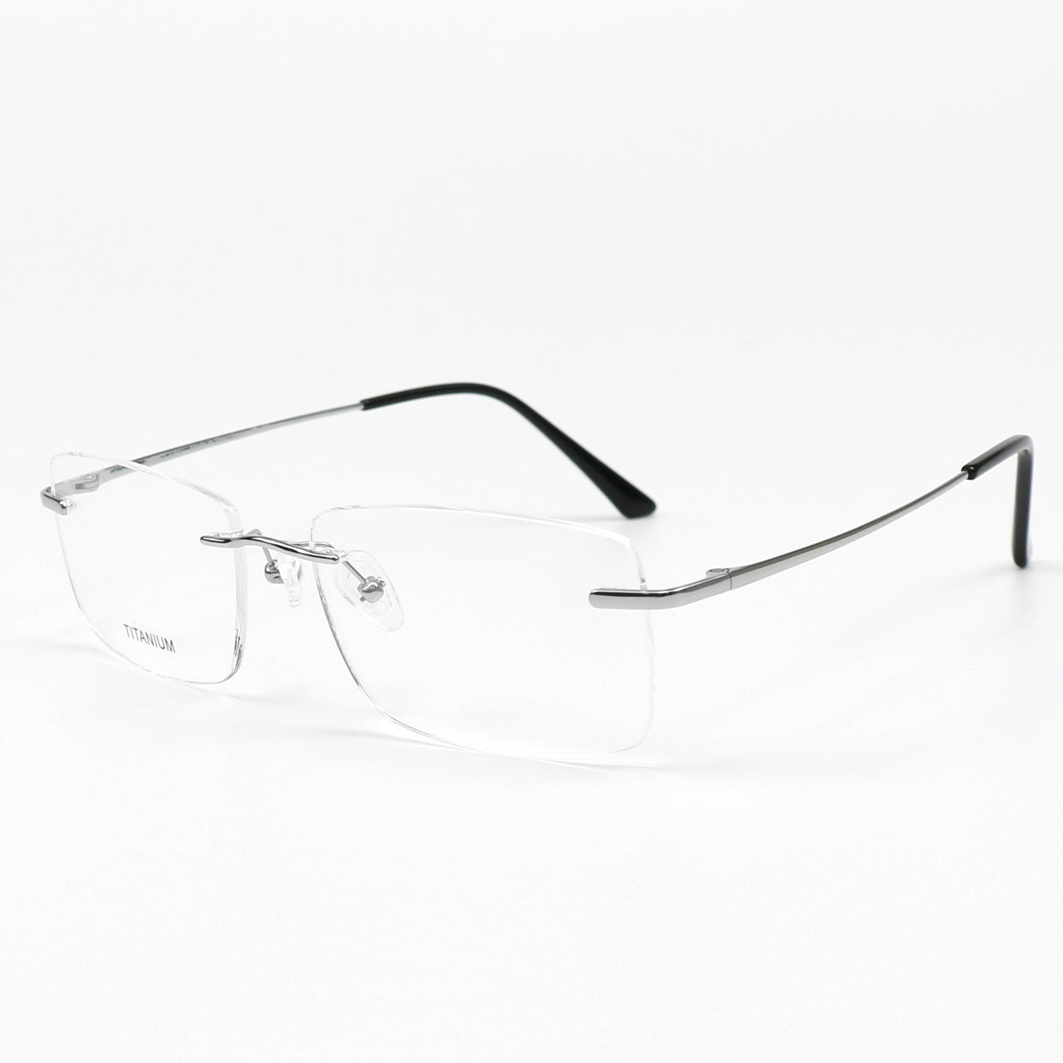 Ultra-Light Titanium Rimless Geometric Business Style Rectangle Eyeglass Frames Unisex Durable Fast Delivery MY21608 Titanium серебряный