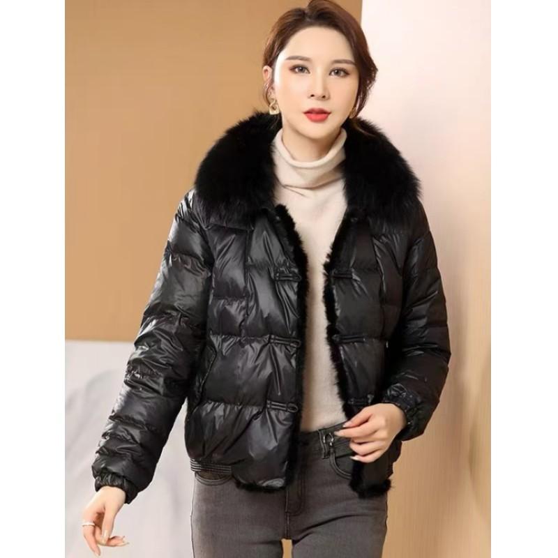 Women Winter Short Puffer Warm Down Jacket Female Loose Vintage Parka