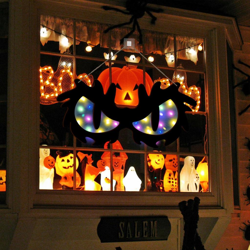 Halloween Decorative Like Eye Lights, Wooden Halloween Eye Lights, Suitable For Home, Walls And Window