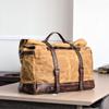 Vintage Large-capacity Handbag for Travel, European and American Vintage Waterproof Waxed Canvas Luggage Bag with Crazy Horse Le
