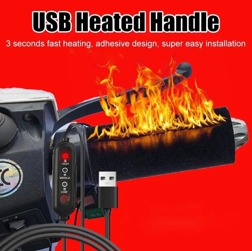 New Motorcycle Battery Car Usb Electric Heating Handlebar Cover Electric Vehicle Winter Electric Heating Warm Handlebar Cover
