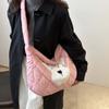 Polyester Plaid Messenger Bag Large Capacity Cartoon Dog Handbag  Storage