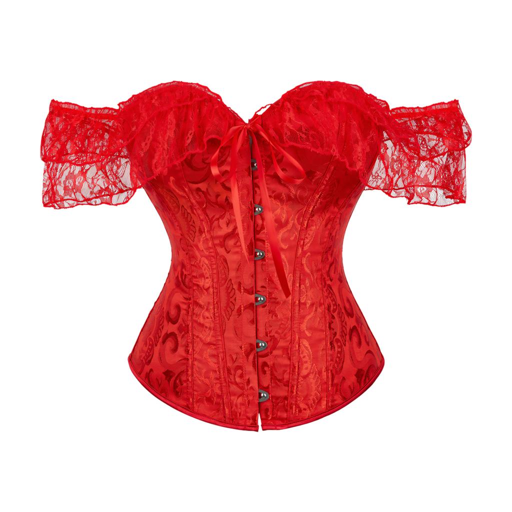 Breathable Polyester Lace Corset Top Adjustable Ties And Elegant Off Shoulder Design Traditional Blossomy Bustier Top