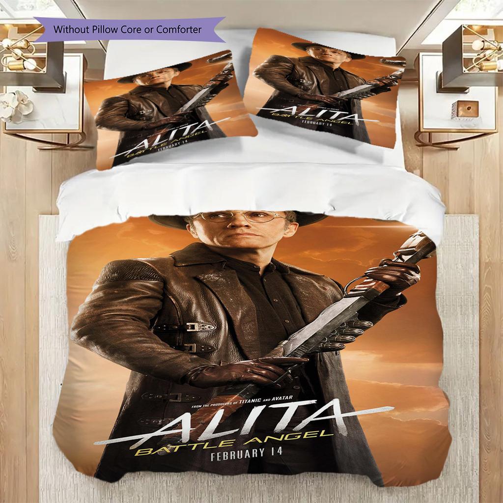 Alita Battle Angel Futuristic Warrior Three-piece set (1 * duvet cover + 2 * pillowcase, without core) 2D Flat Christmas birthday gift