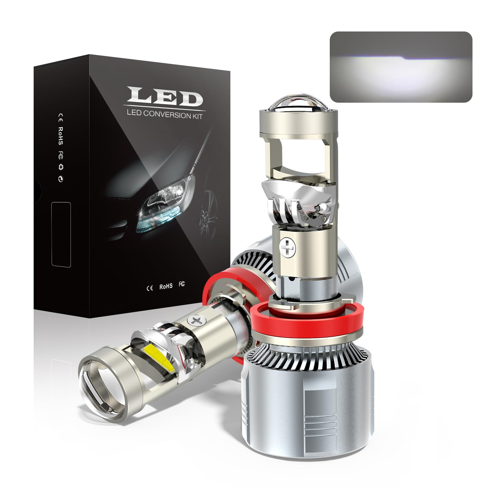 

Светодиодная фара UNI-SHINE H11 для автомобилей /24В, Новая 6D фокусирующая линза, 18 000 люмен, 55 Вт H11