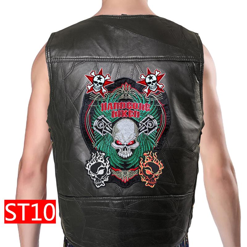 Drahtbindung Kombinationsetikett Amerikanische Super Coole Weste+Lederweste+Motorradschulter für Herren+Vierjahreszeiten-Fahrradclip+Klassisches gesticktes Abzeichen