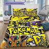Pokmon Pattern Bedding Quilt Set Quilt Cover Pillowcase Home Birthday Gift(1 * duvet cover + 2 * pillowcase, without core)