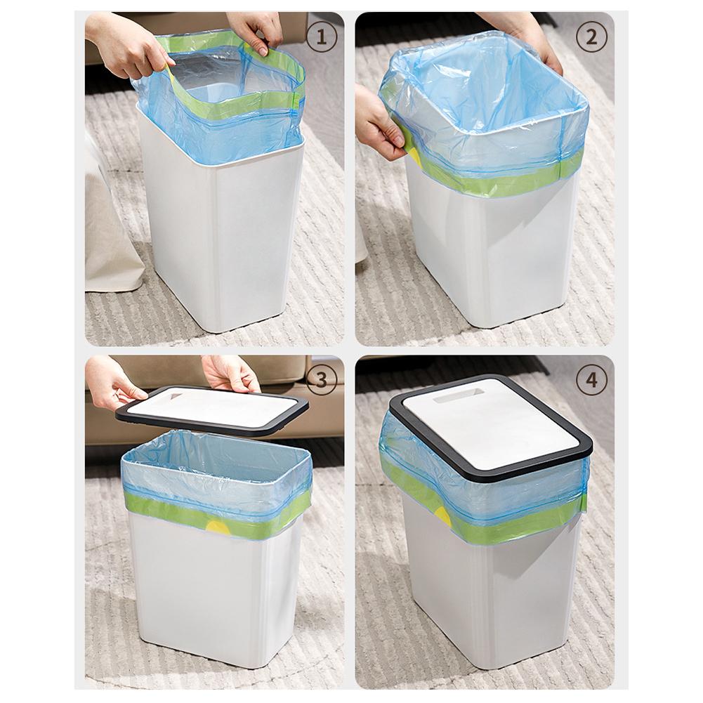 Household Trash Can With Lid Modern Plastic Small Garbage Can Wastebasket Pop-up Lid For Bathroom Kitchen And Living Room
