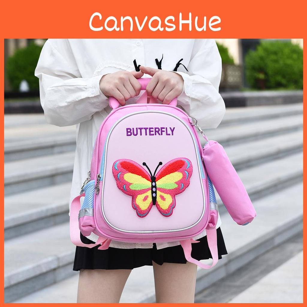 Dragonfly Butterfly Childrens Backpack Large Capacity Layered Zipper Storage
