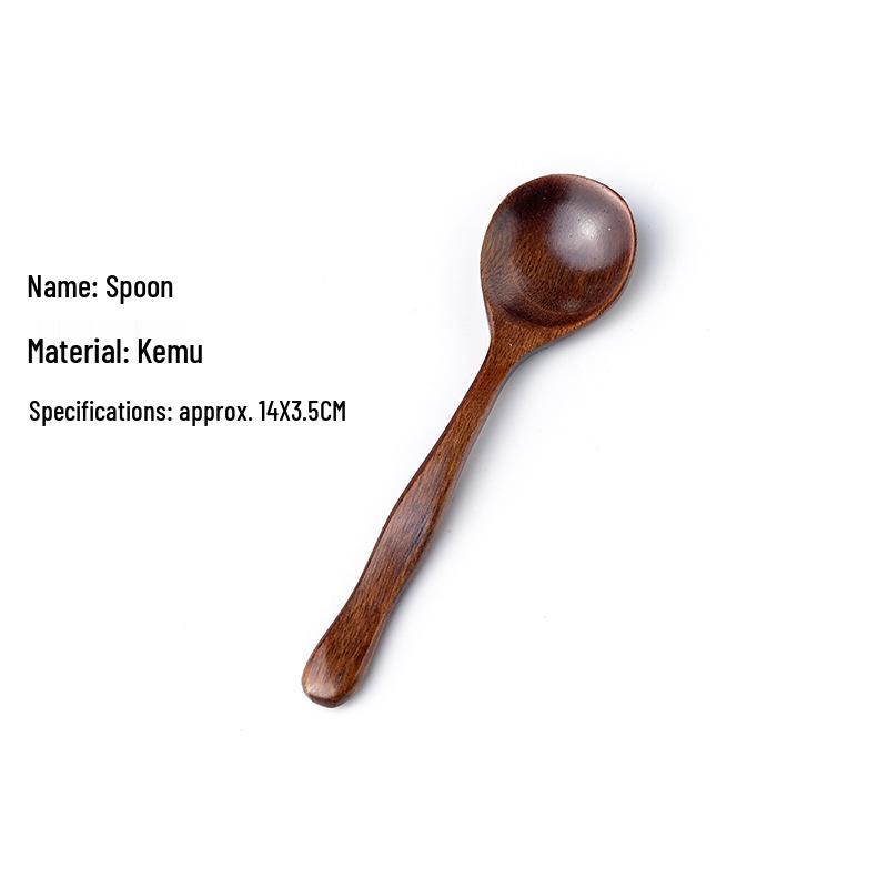 Camphor Wood Multi-Purpose Spoon Set: Coffee, Milk Tea, Honey, Dessert, Soup & Fork for Adults and Children.