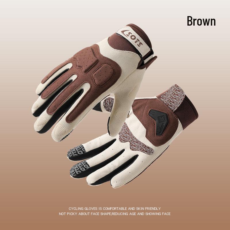 Unisex Retro Touchscreen Full-Finger Motorcycle Gloves - Breathable, Sunscreen, Summer Riding