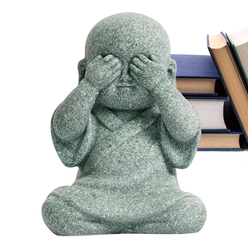 Cute Mini Bald Monk DIY Buddha Statue Durable Little Monk Ornament  Meditation Home