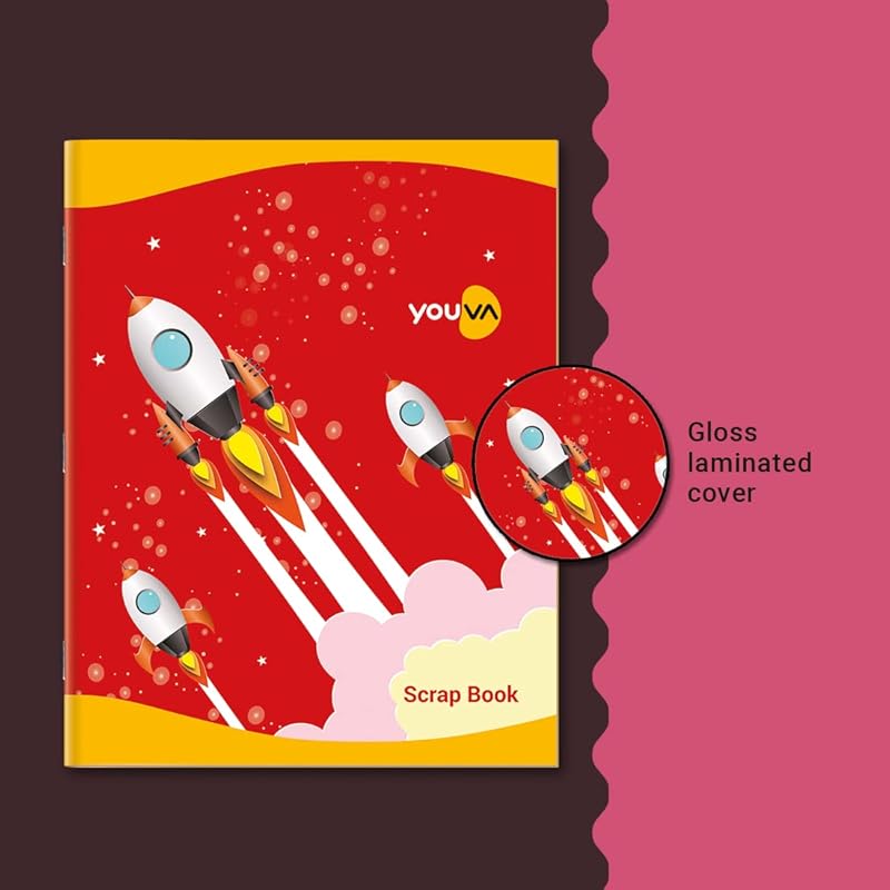 Youva Navneet | Scrap Book For Kids And Students | Soft Bound | 22Cm X 28Cm | Plain Colourful Paper Inside | 32 Pages | 22 cm X 28 cm