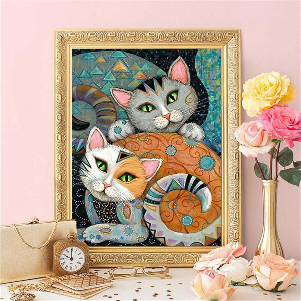 5D DIY Diamond Painting Cat Cartoon Picture of Rhinestone Cross Stitch Diamond Embroidery Diamond