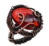 Red Quartz Natural Gemstone Copper Wire-Wrapped Ring US Size-6 A 569