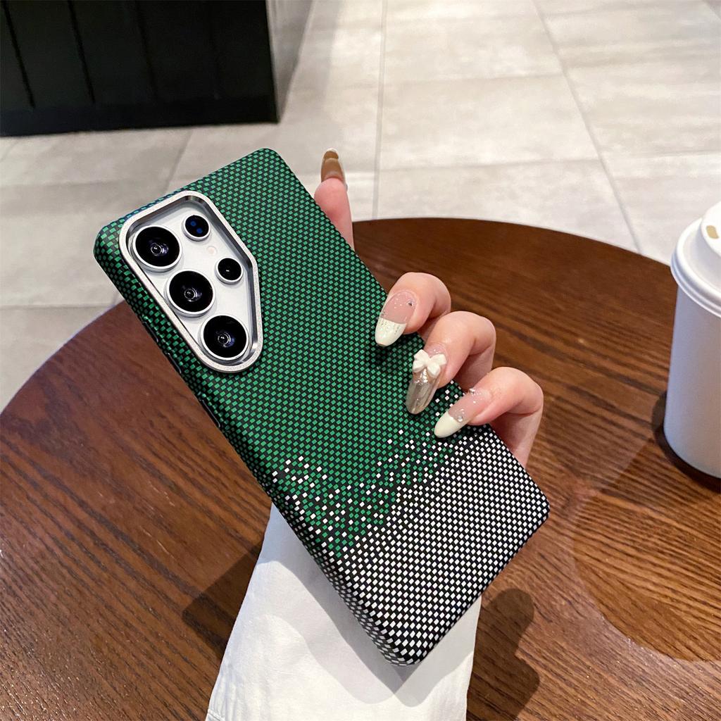 S25+ Luxury Cover for Samsung Galaxy S25 Plus Ultra Phone Case Carbon Fiber Kevlar Pattern Magnetic Slim Protective