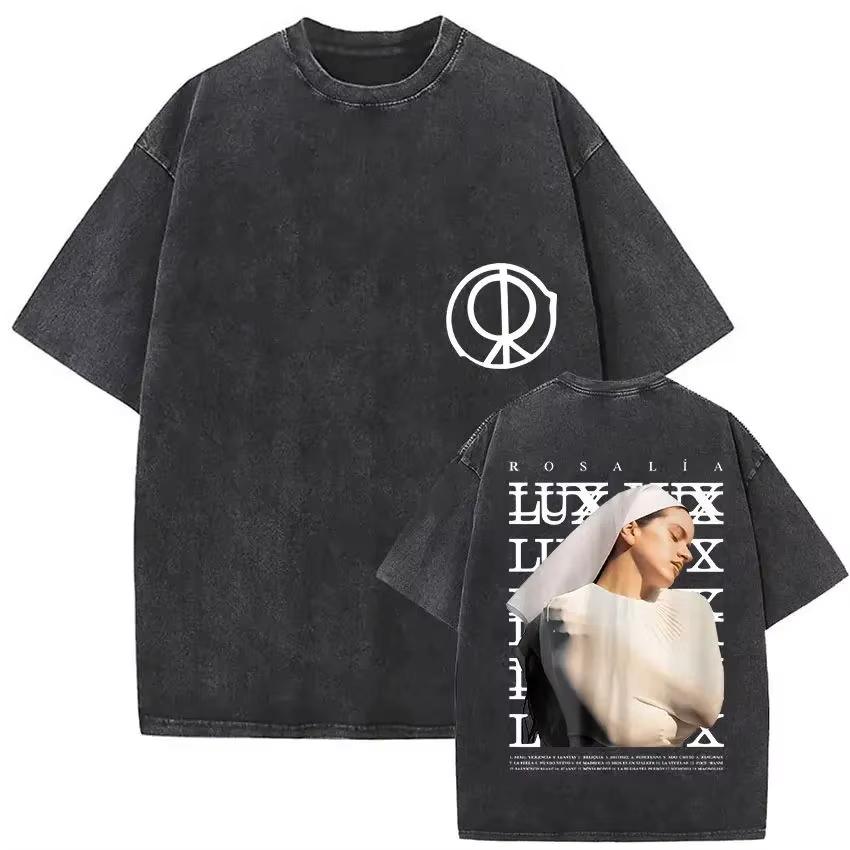 

Harajuku Vintage Clothing Vintage Washed Rosalia Lux Tour New Cotton T Shirt Harajuku Aesthetic Oversized Tshirts Unisex XL