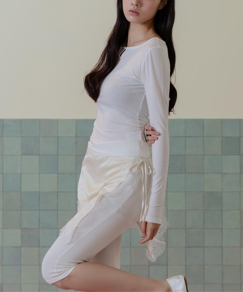 Fifth Ailius Satin Lace Waist Wrap Cream