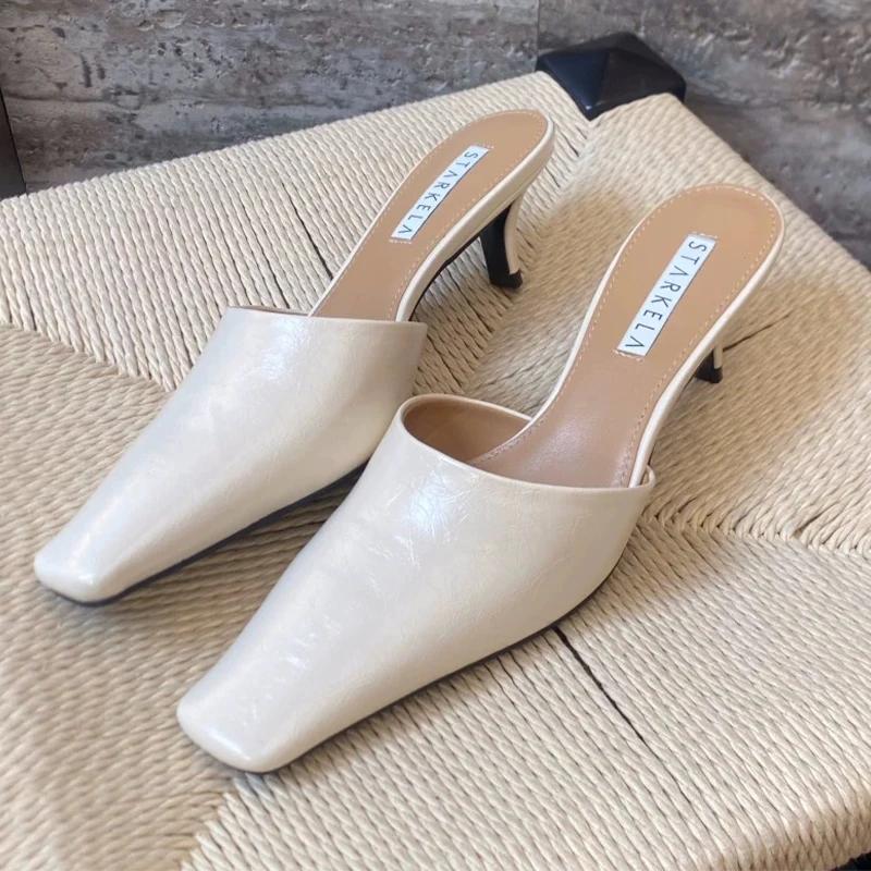 Fashion Women's Slippers Fashion Dress Heeled Shoes Slingback Mules Shoes Summer 2025 Casual Luxury Pumps Classic Sandalias De Mujer