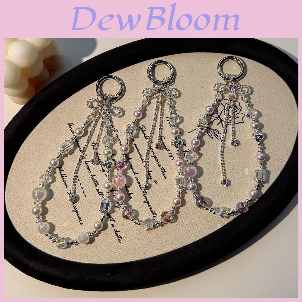 Fashion Luxury Pearl Bow Tassel Phone Chain With Crystal Beads For Women