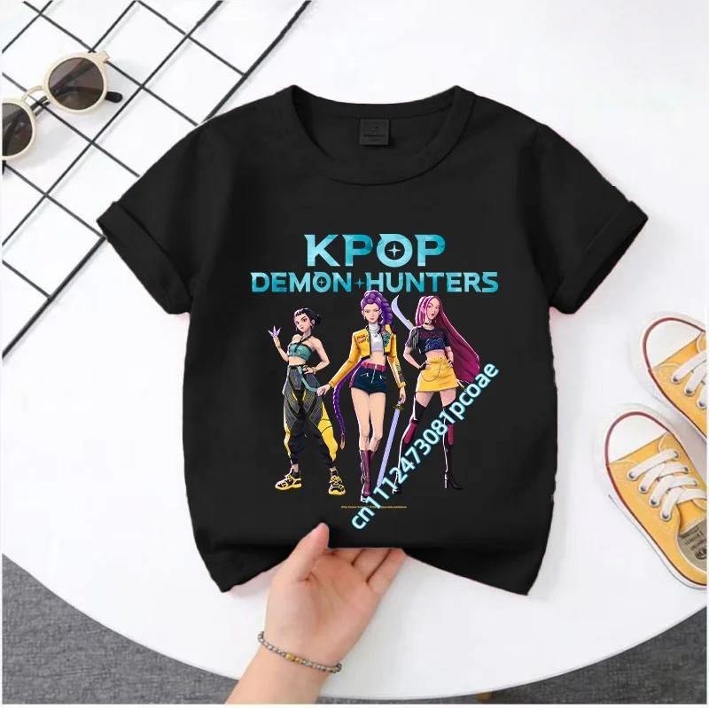 Summer Kpop Demon Hunters Print Graphic Tshirt Kids Clothes 2026 Movie T Shirt Girls Boys Short Sleeve Tops Comfortable T-shirt