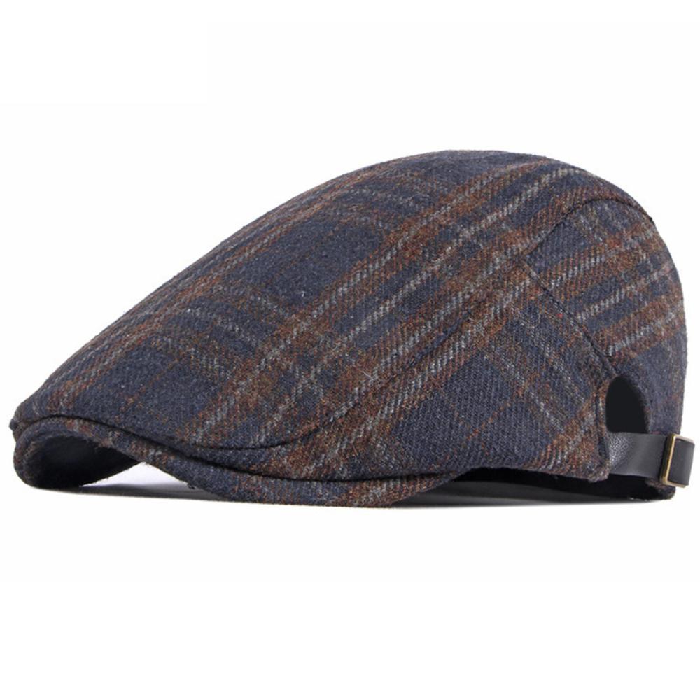 

HT5050 Berets Autumn Winter Caps for Men Women Artist Painter Plaid Wool Beret Hat Male Female Ivy Flat Cap Adjustable Beret Cap 55-60cm Adjustable
