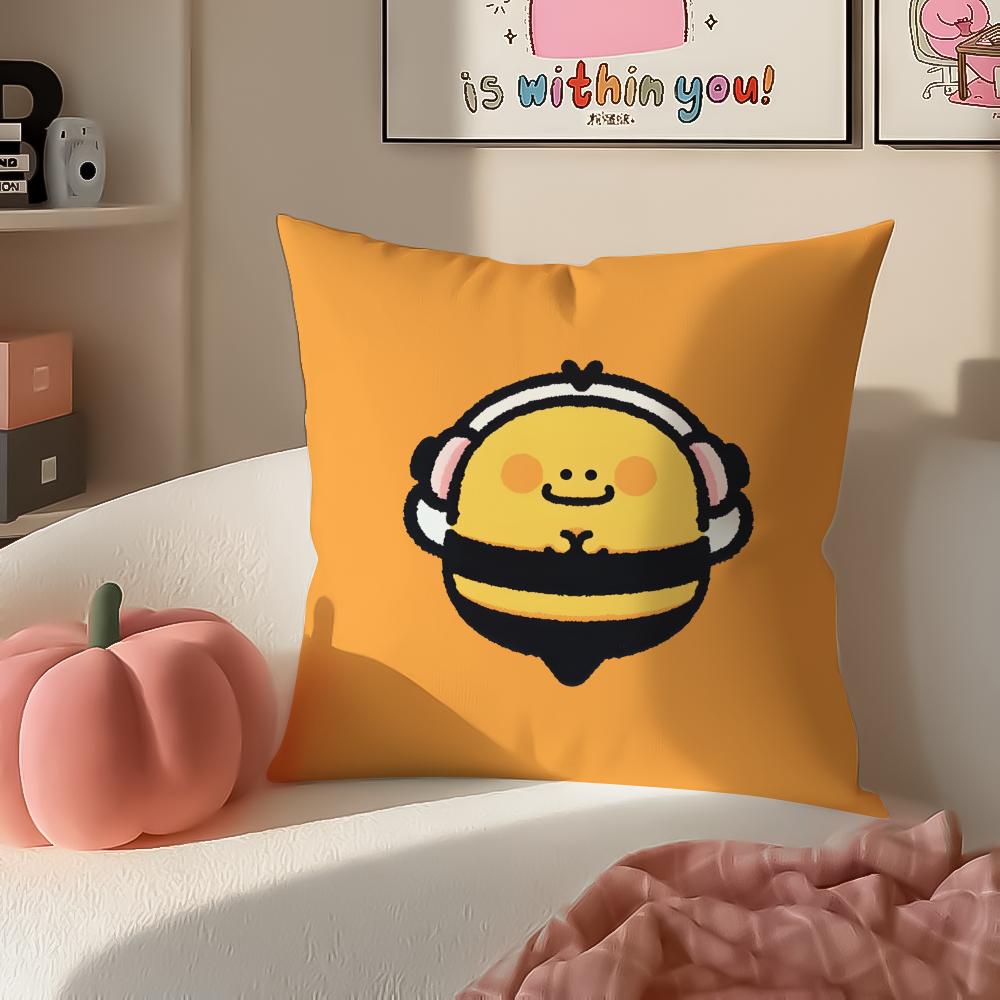 Cute IP Kawaii Versatile Art Portrait Cushion Cover Pillowcase Short Plush Invisible zipper Room Sofa Cushion Cover