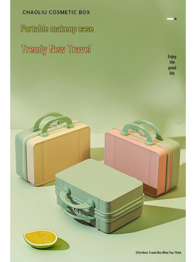 14" Portable Makeup Case: Hangable, Cute ABS Design, Large Capacity, Travel-Friendly Handbag