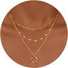 Collane Stratificate Placcate Oro 14K per Donna Impilabili Argento Placcato Cerchio Catena Paperclip Ciondolo Collana Girocollo Set Per Donna