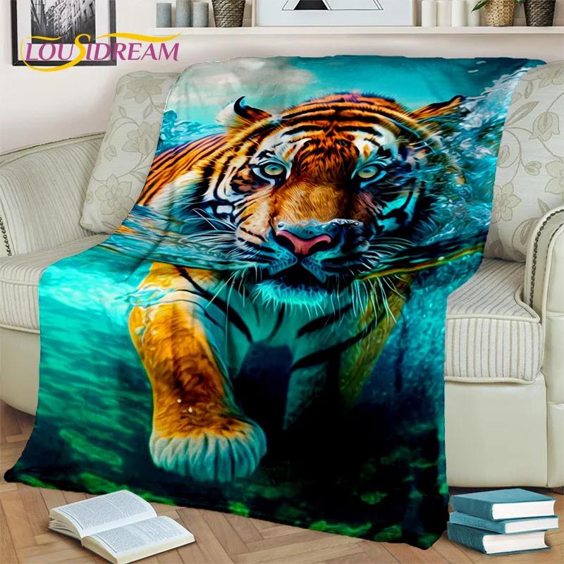 Beast Tiger Lion Leopard Animal Wildlife Cartoon Blanket,Soft Throw Blanket for Home Bedroom Bed Sofa Picnic Cover Blanket Kids
