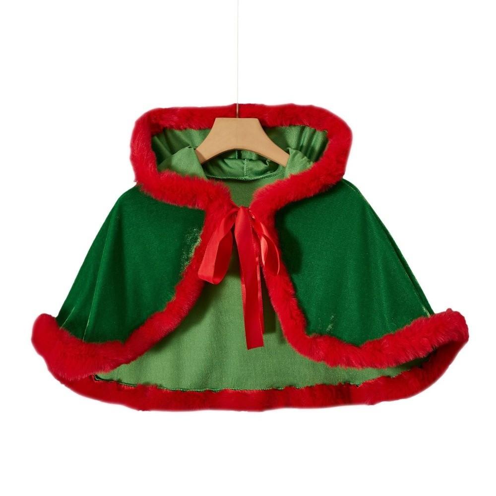 

Fashion Deluxe Velvet Christmas Costume Cape Keep Warm Winter Santa Claus Cloak Hooded Fur Trim Christmas Shawl for Women Girl