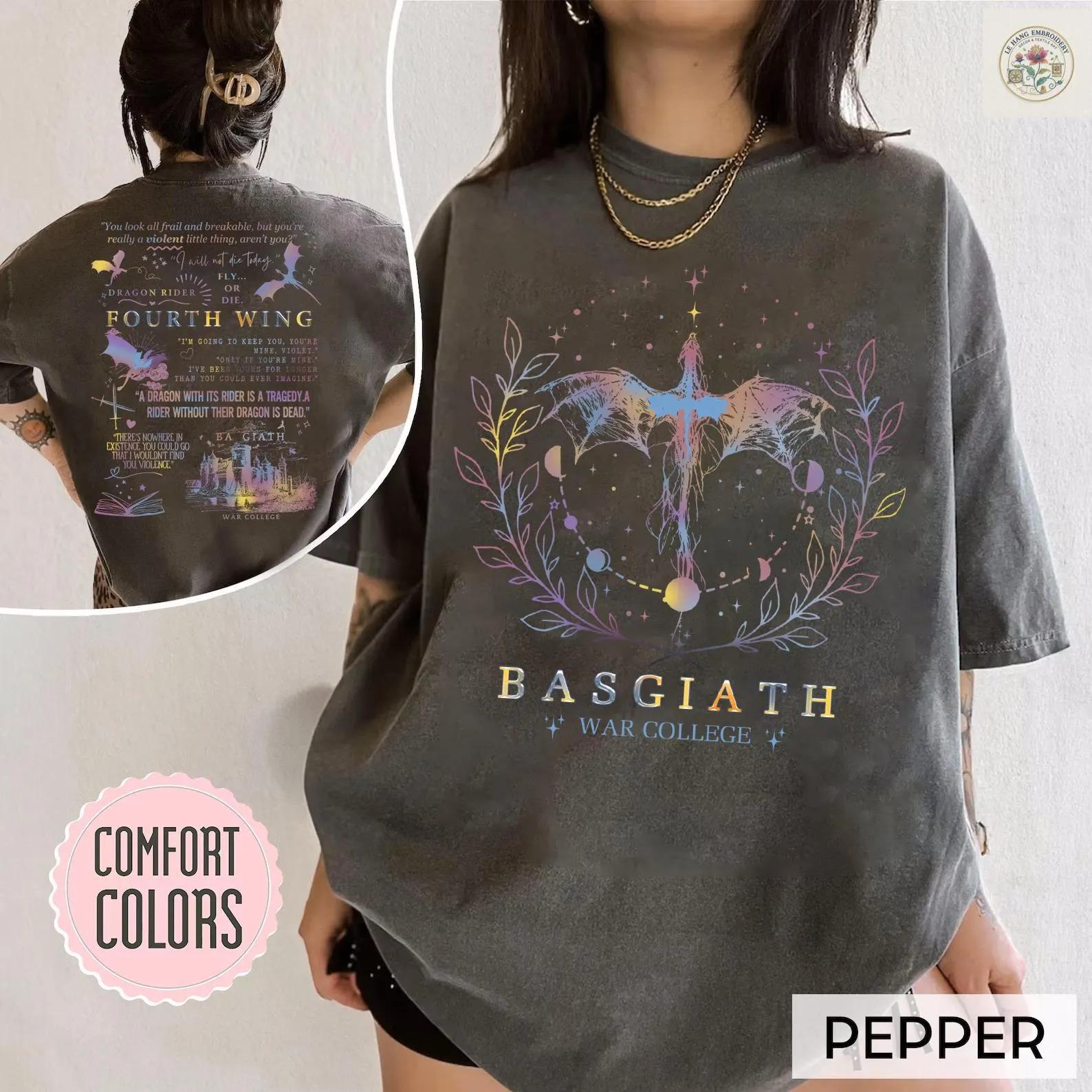 Basgiath War College 2 sided Sweatshirt Fourth Wing Shirt Dragon Rider Shirt Fourth Wing Hoodie Violet Bookish And Casual Shirt S
