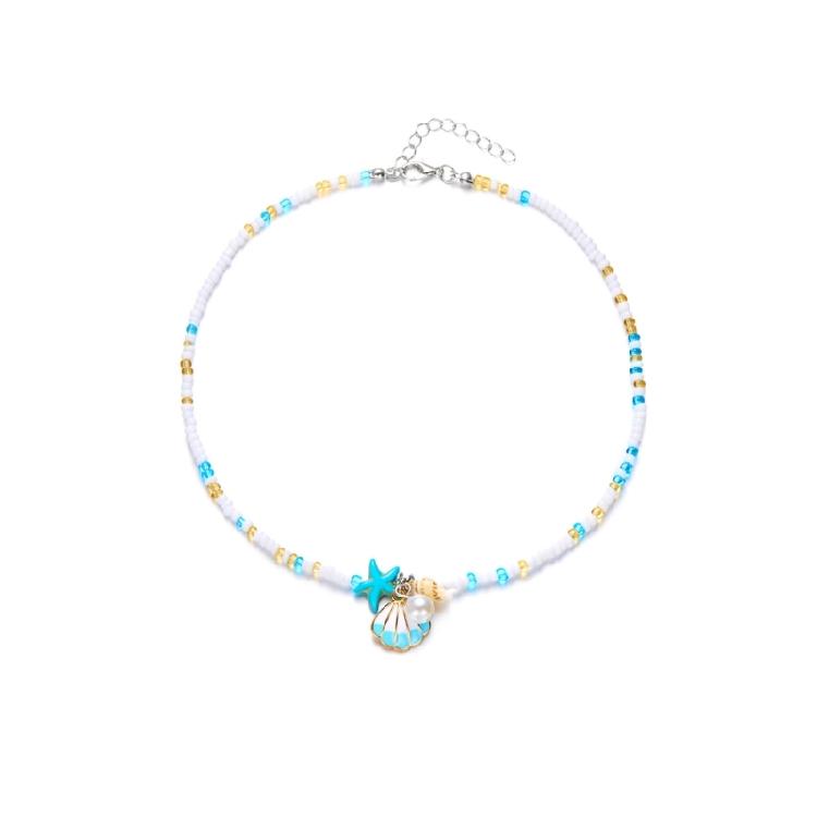 Elegant Beaded Necklace Shell Pendant Necklace Women Neck Jewelry Alloy Texture Beaded Necklace Suitable for Daily Wear